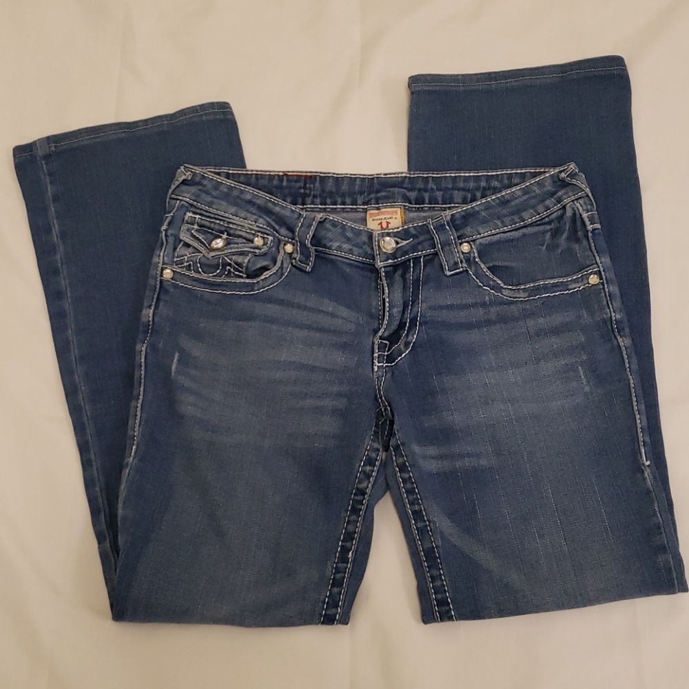 True Religion Jeans Jeweled Crop Ankle Length Blue Jean Women's 29